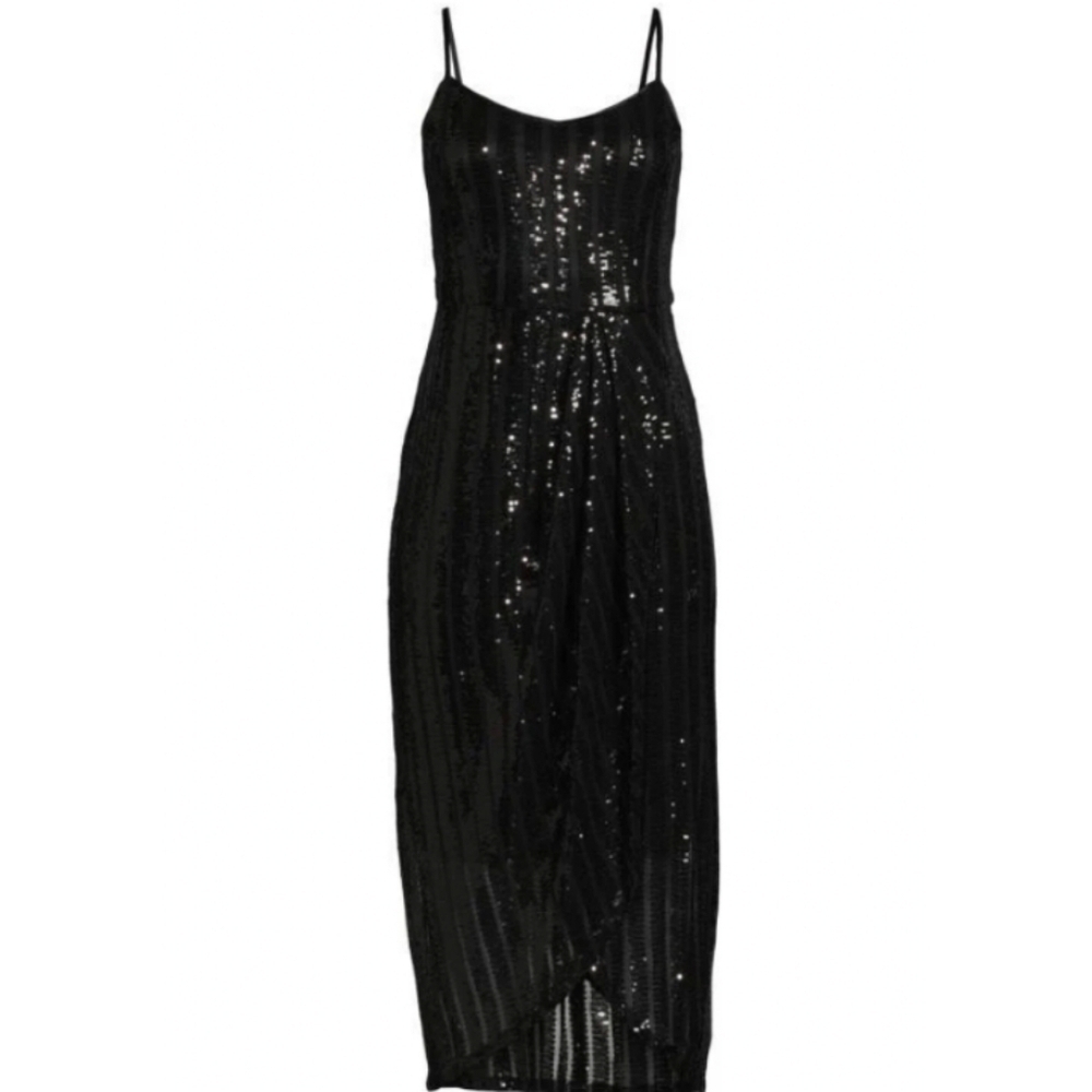 Sequin Black Spagetti Strap Dress